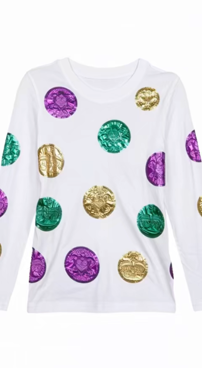 Mardi Gras Scattered Doubloon Long sleeve Top