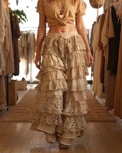 Vintage Lace Ruffled Pants