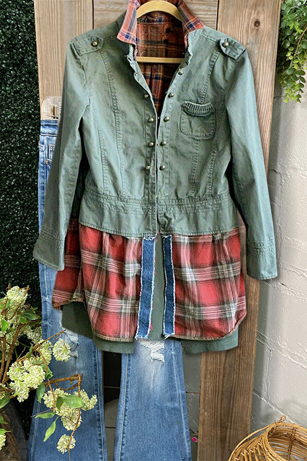 Casual Check Patchwork Jacket
