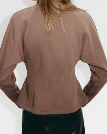 Tapered-Waist Sweatshirt with Leopard Print Wide Leg Pants set