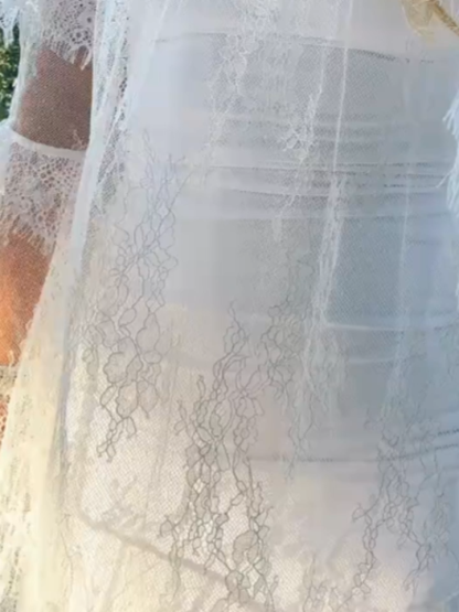 Flowy Lace Ruffle Mini Dress