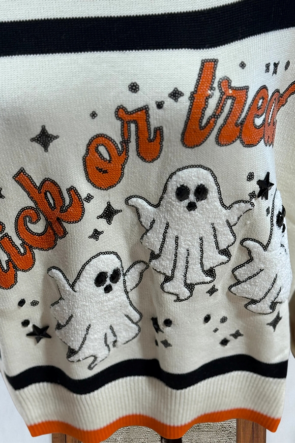 Halloween Trick Or Treat Ghost Sweater
