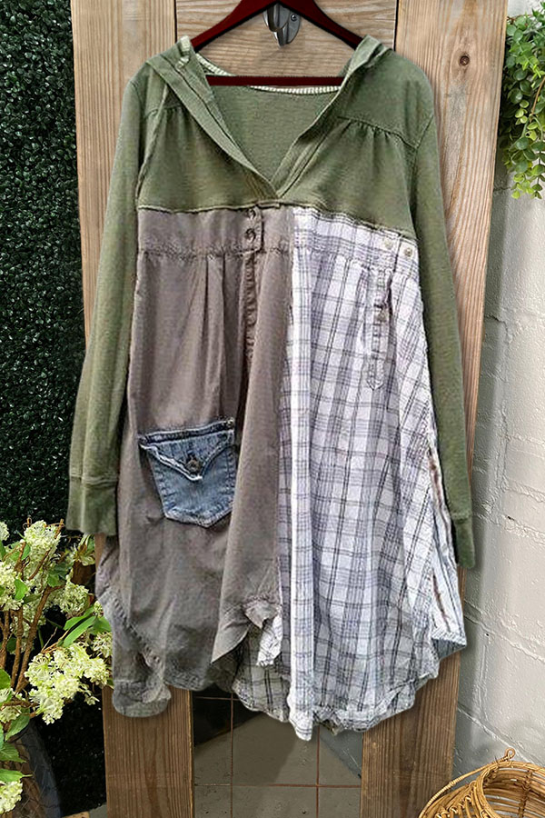 Casual Check Patchwork Top