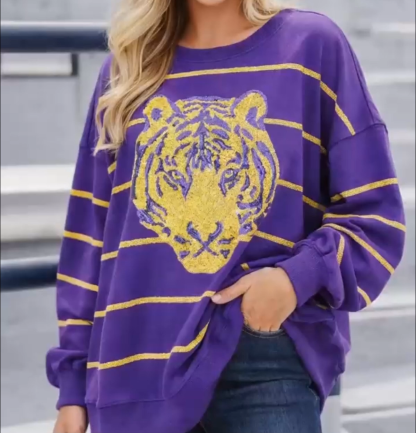 Gold Tiger Stripe Baseball Sweatshirt