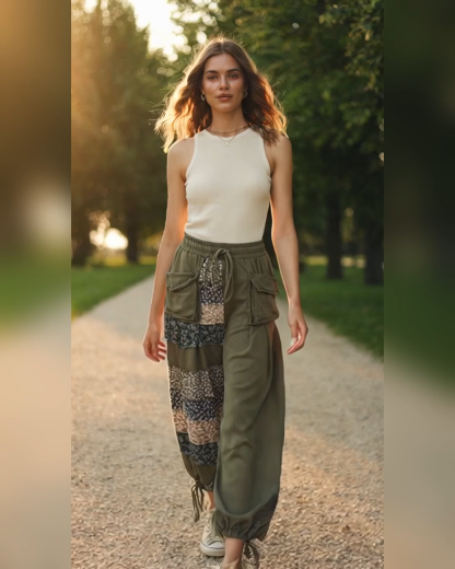 Bohemian Floral Print Patchwork Trousers