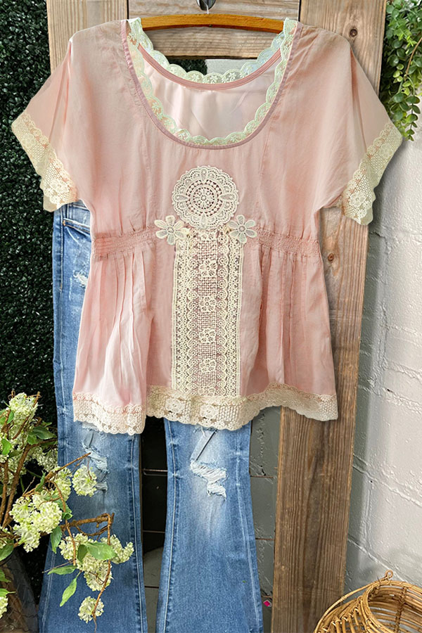 Elegant Lace Ruffled Short Sleeves