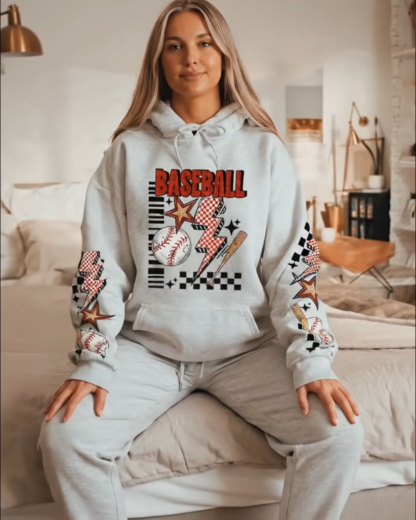 Casual Sparkling Baseball Game Day Hoodie
