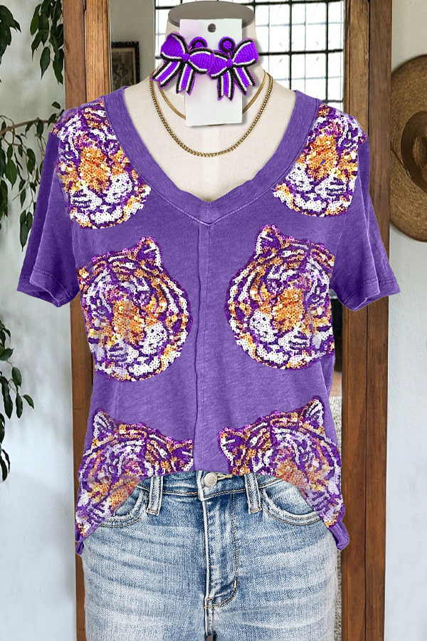 Tiger Contrast Print T-shirt