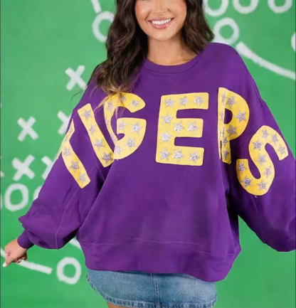 Baseball Gold Tiger  Lantern Sleeves Sweatshirt