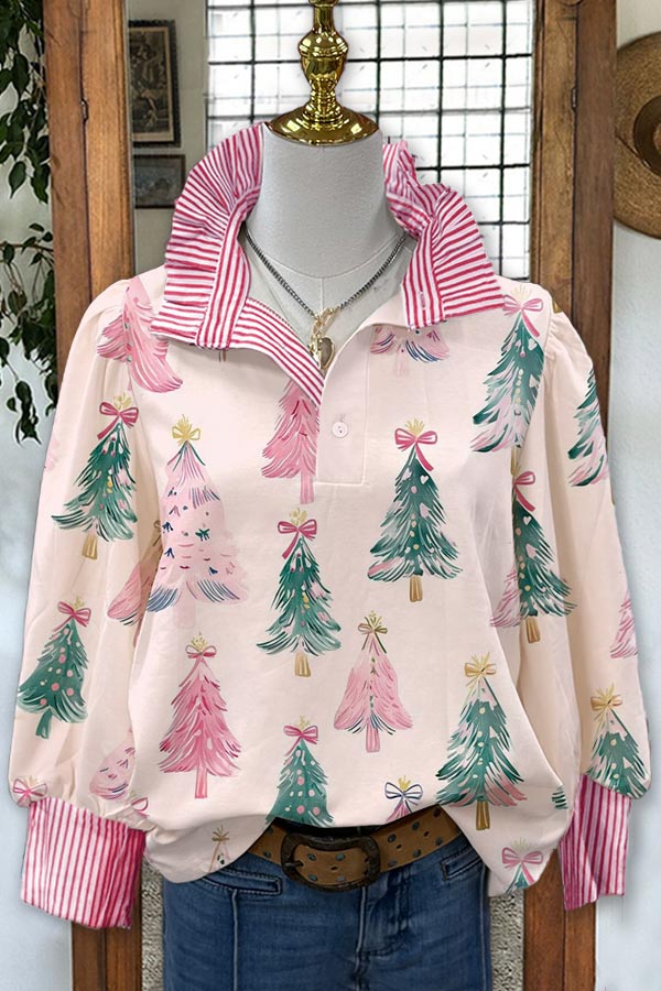 Christmas Tree Print Blouse