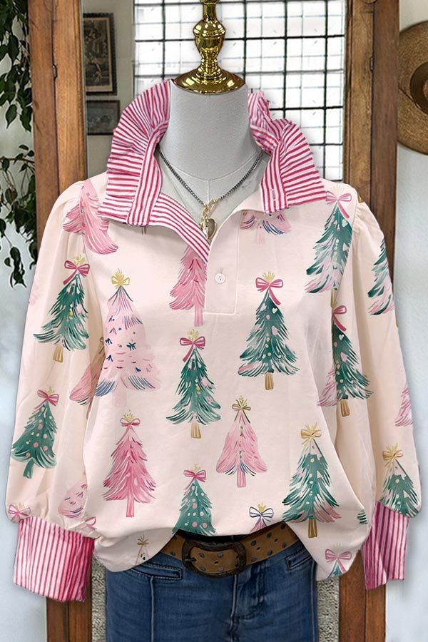 Women's blouse | Christmas Tree Print Blouse |ladyboutiquebd