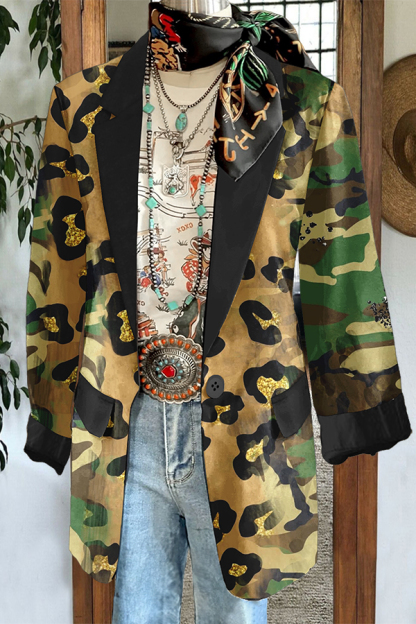 Leopard Camouflage Print Blazer