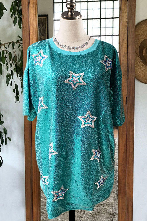 Casual Sequined T-shirt Dress