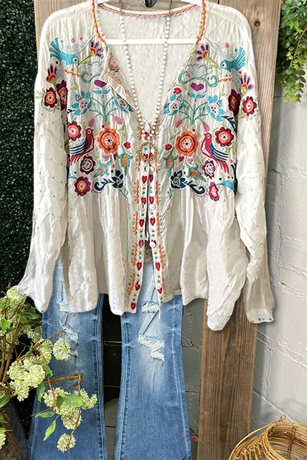 Romantic Garden Print Button-Down Shirt