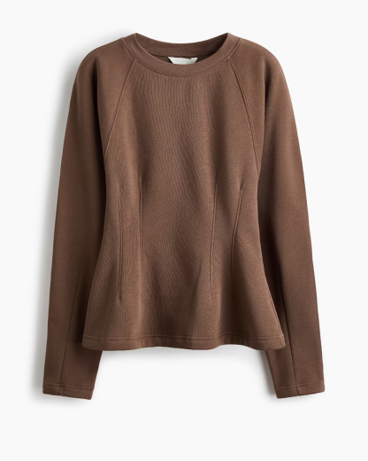 Tapered-Waist Sweatshirt with Leopard Print Wide Leg Pants set