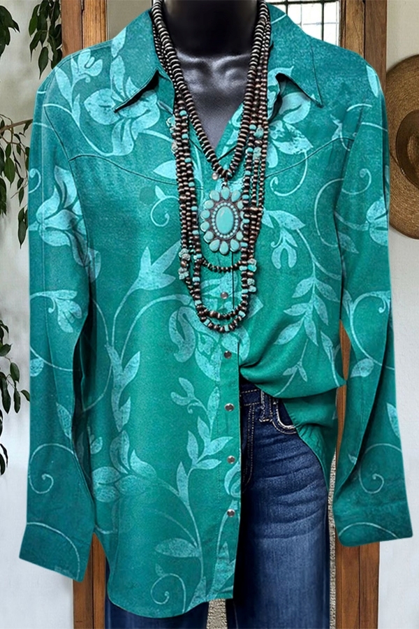 Women's shirt | Western Botanical Print Shirt |ladyboutiquebd