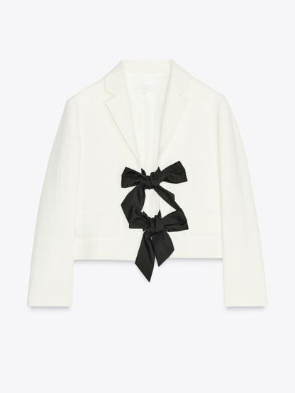 Contrast Bow Tie Blazer