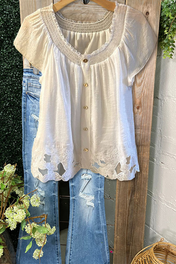 Elegant Textured Jacquard Hem Top