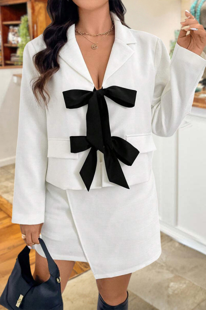 Contrast Bow Tie Blazer