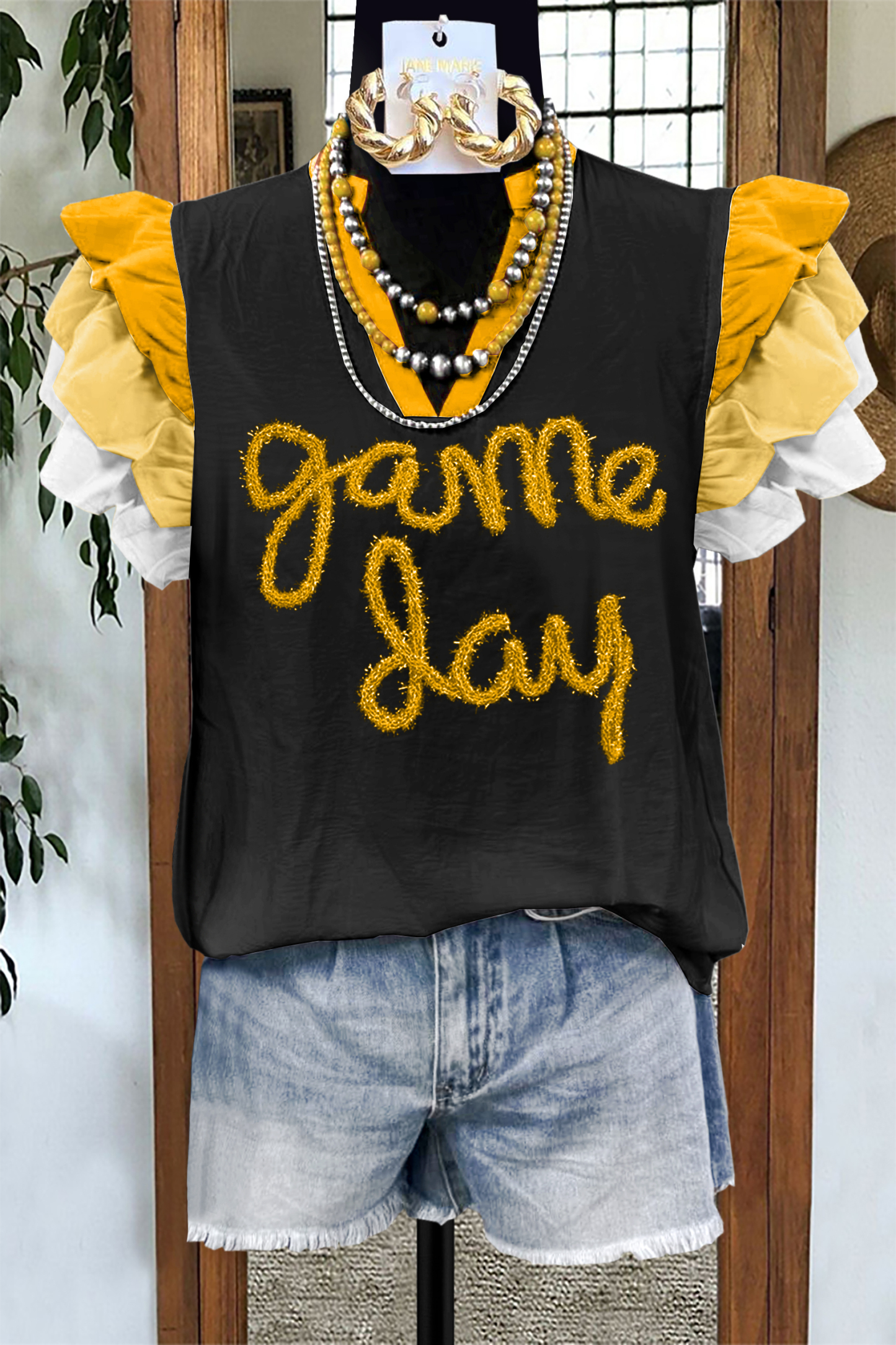 Classic Gameday Letter Flying Sleeve Blouse