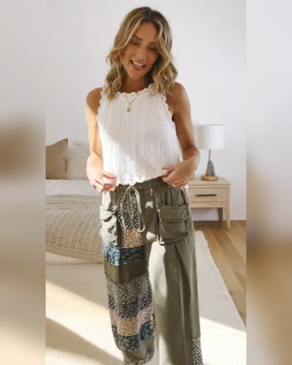 Bohemian Floral Print Patchwork Trousers