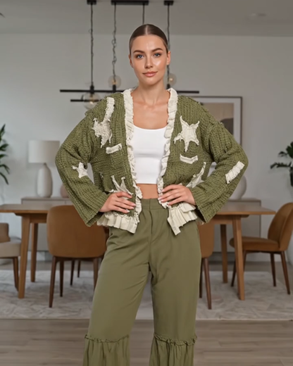 Vintage Star Patchwork Color Block Jacket