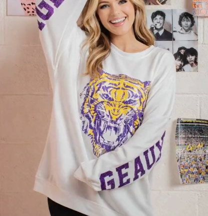 Cozy Gold Tiger Baseball Sweatshirt