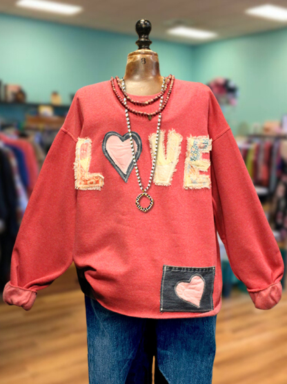 Retro Letter Patch Casual Pullover