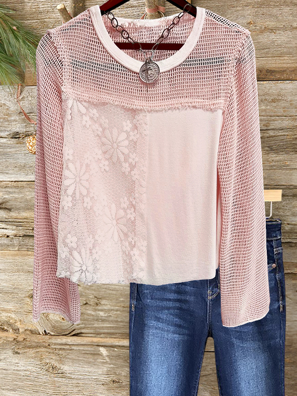 Casual Holiday Crochet Mesh Top