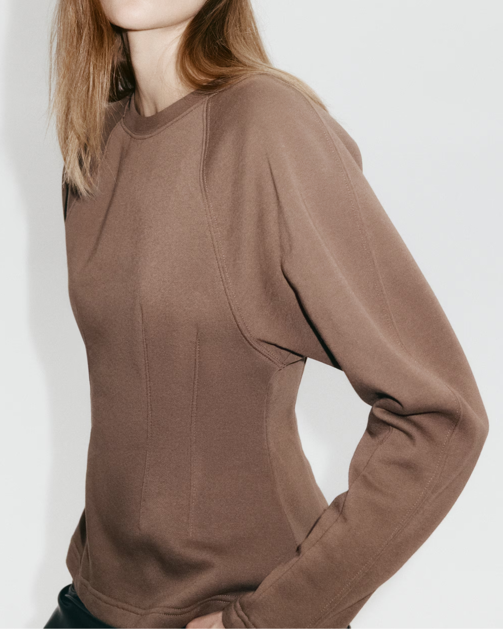 Tapered-Waist Sweatshirt with Leopard Print Wide Leg Pants set