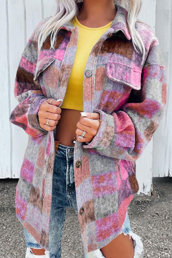 Casual Check Pattern Pocket Jacket