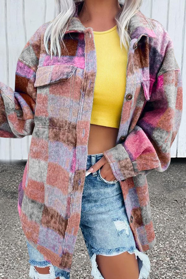 Casual Check Pattern Pocket Jacket