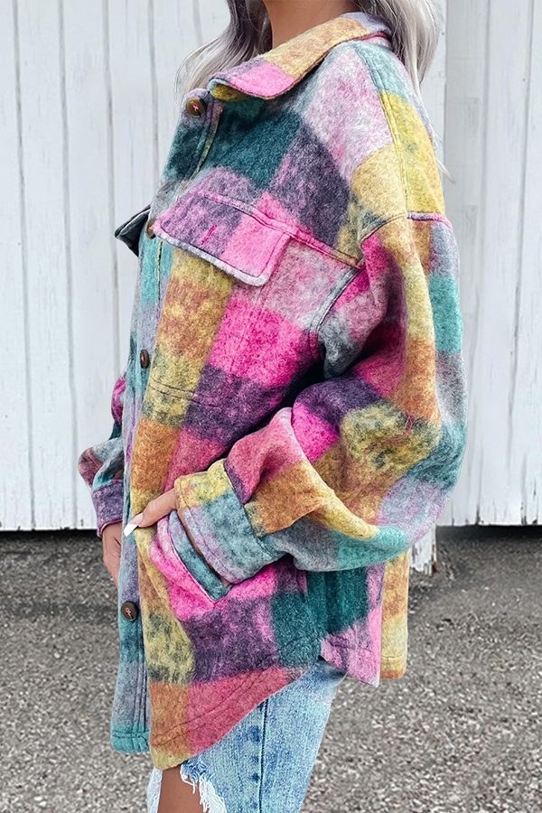 Casual Check Pattern Pocket Jacket
