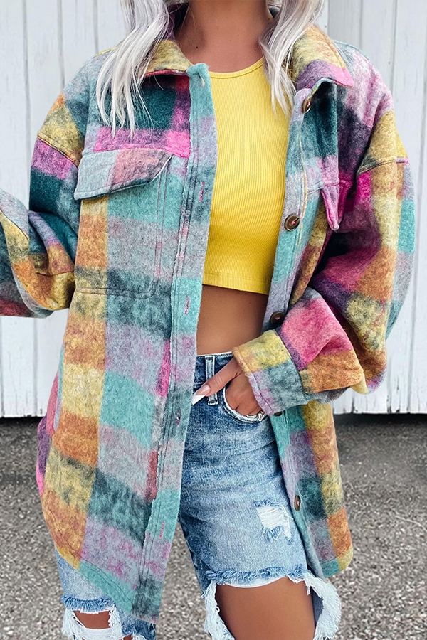 Casual Check Pattern Pocket Jacket
