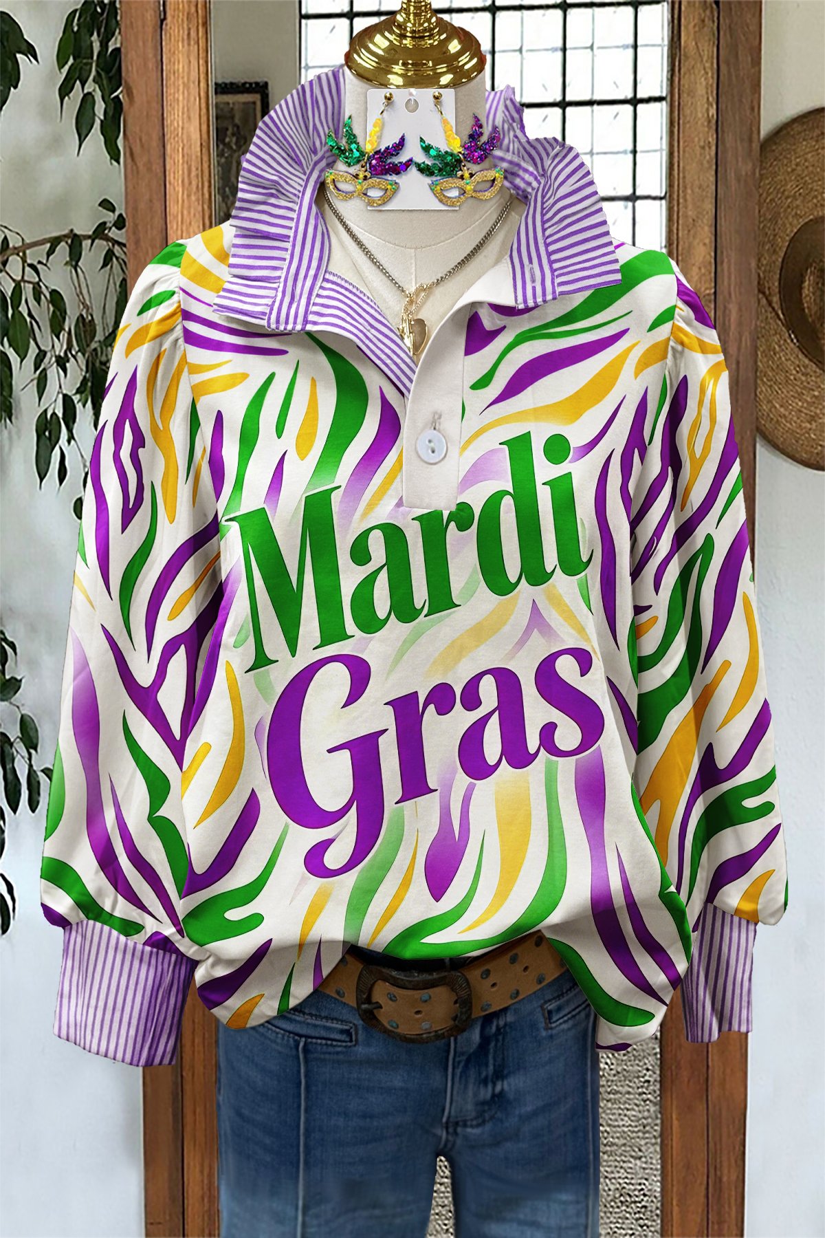 Mardi Gras Stripe Blouses