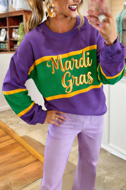 Mardi Gras Color Block Sweatshirt
