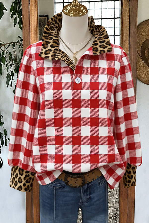 Classic Plaid Leopard Print Blouses