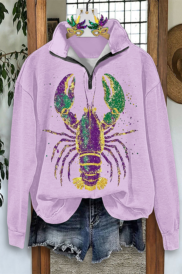Mardi Gras Crawfish Zipper Sweatshirt