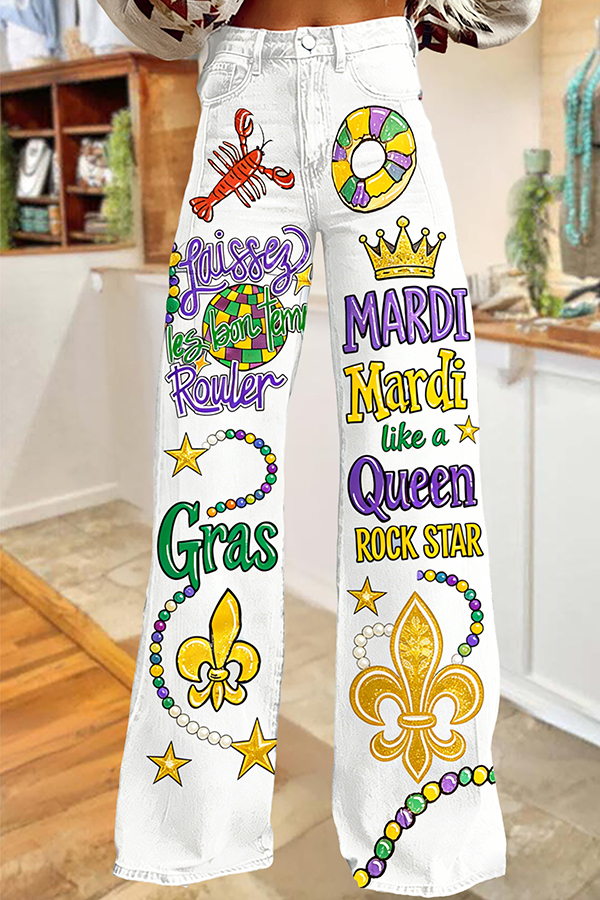 Unique Mardi Gras Wide-leg Pants