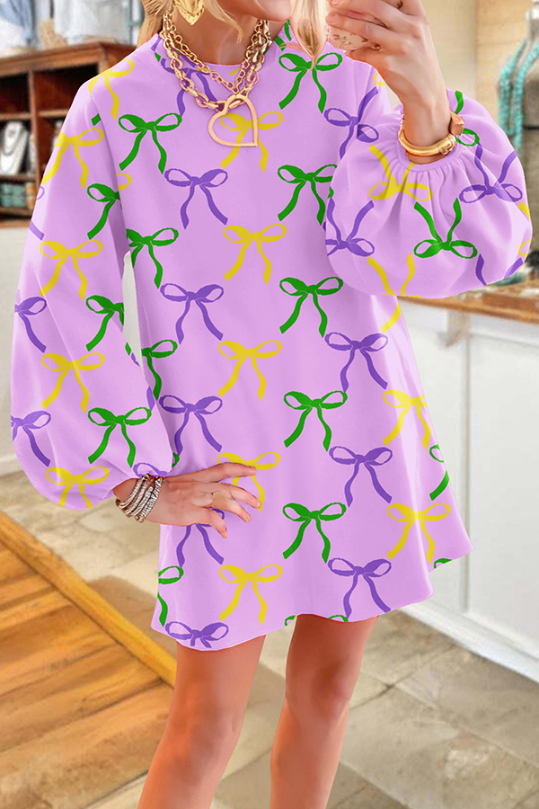 Mardi Gras Bow Sweatshirt Dress