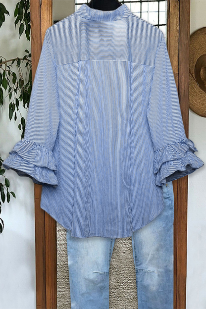 Classic Striped Ruffled Blouse