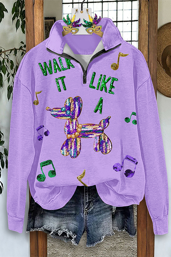 Cute Mardi Gras Zip-Up Sweatshirt