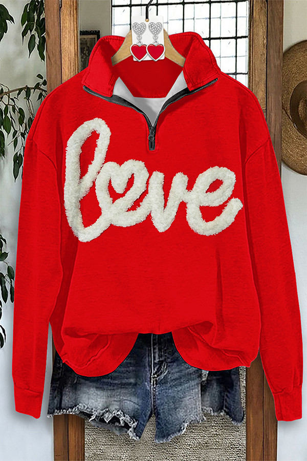 Valentine's Day Love Zip-Up Sweatshirt