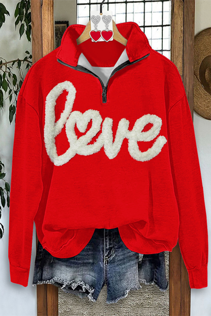 Valentine's Day Love Zip-Up Sweatshirt