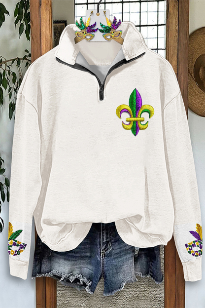 Classic Mardi Gras Zip-Up Sweatshirt