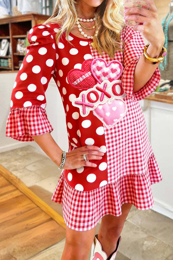 Valentine's Day Polka Dot and Plaid Dress