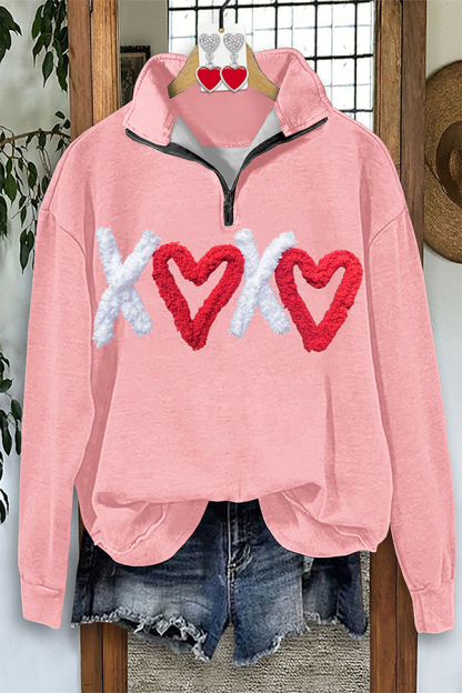 Classic Valentine's Day XOXO Zip-Up Sweatshirt