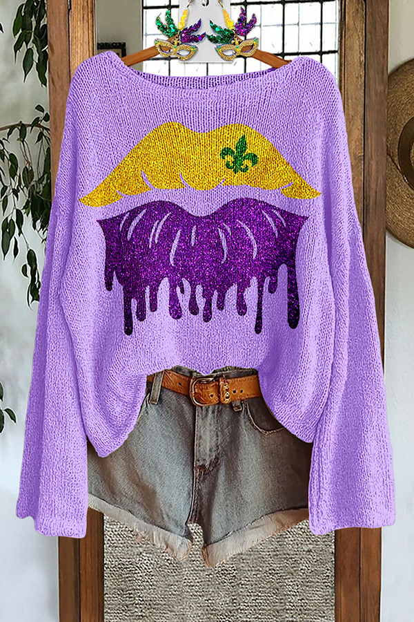 Mardi Gras Lip Sweater