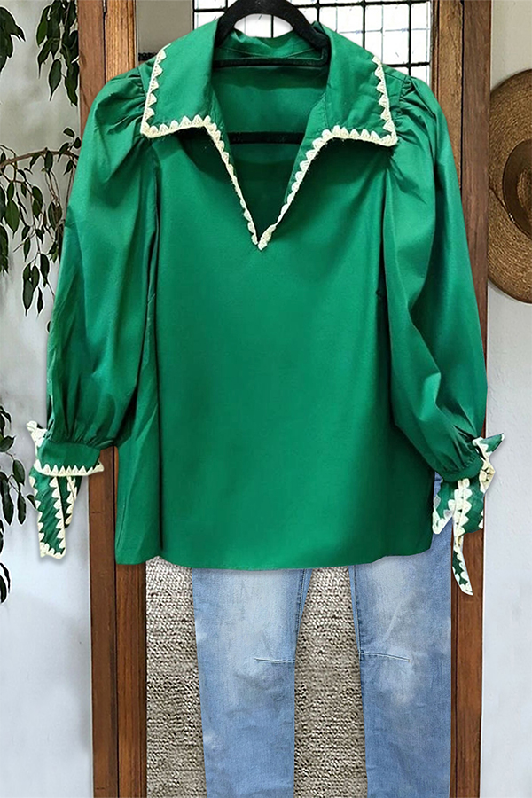 Classic Collared Tie-Neck Blouses
