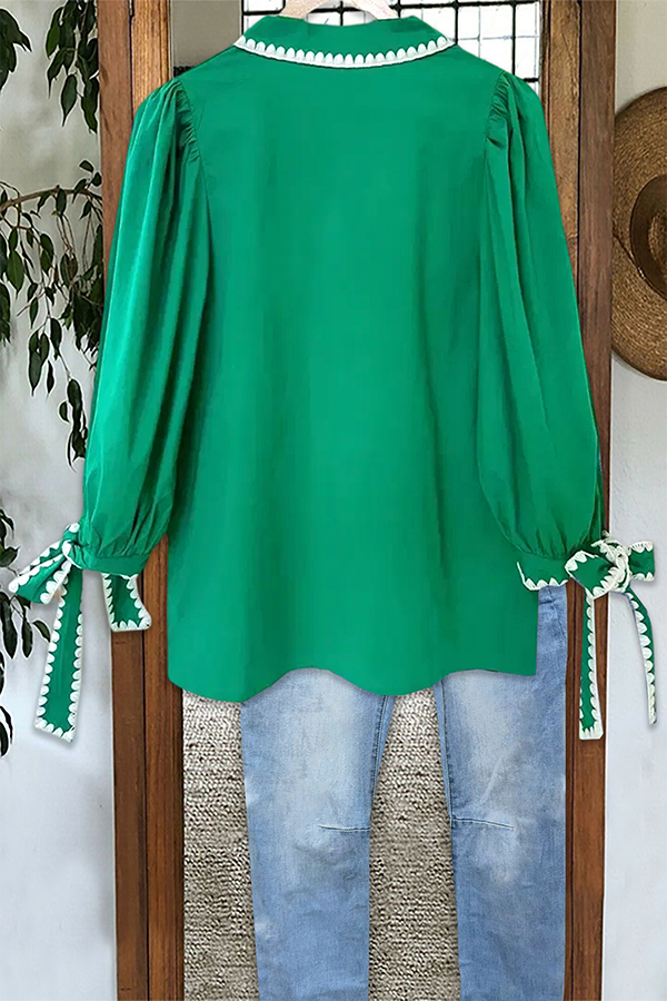 Classic Collared Tie-Neck Blouses